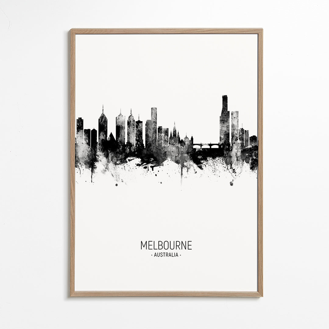 Melbourne Skyline black and white