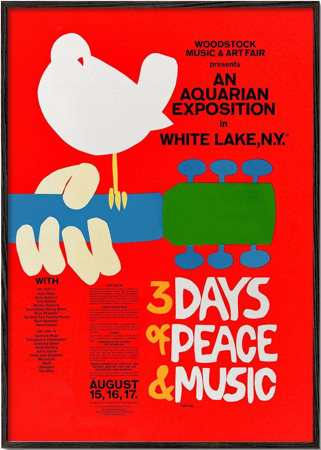 Vintage print Woodstock 3 Days of Peace | Wall art, framed prints