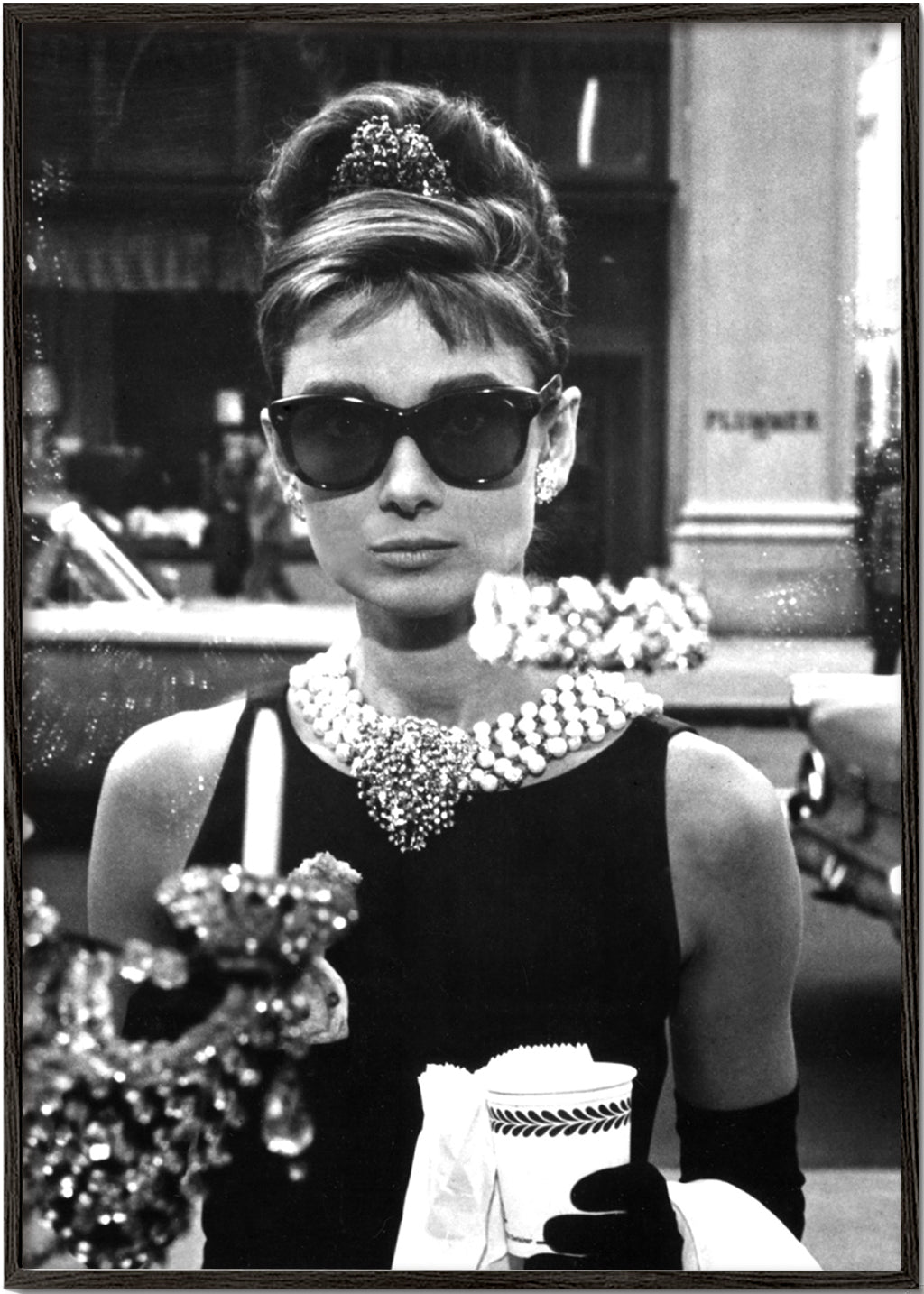 audrey hepburn in black dress Classic black and white portrait photograph