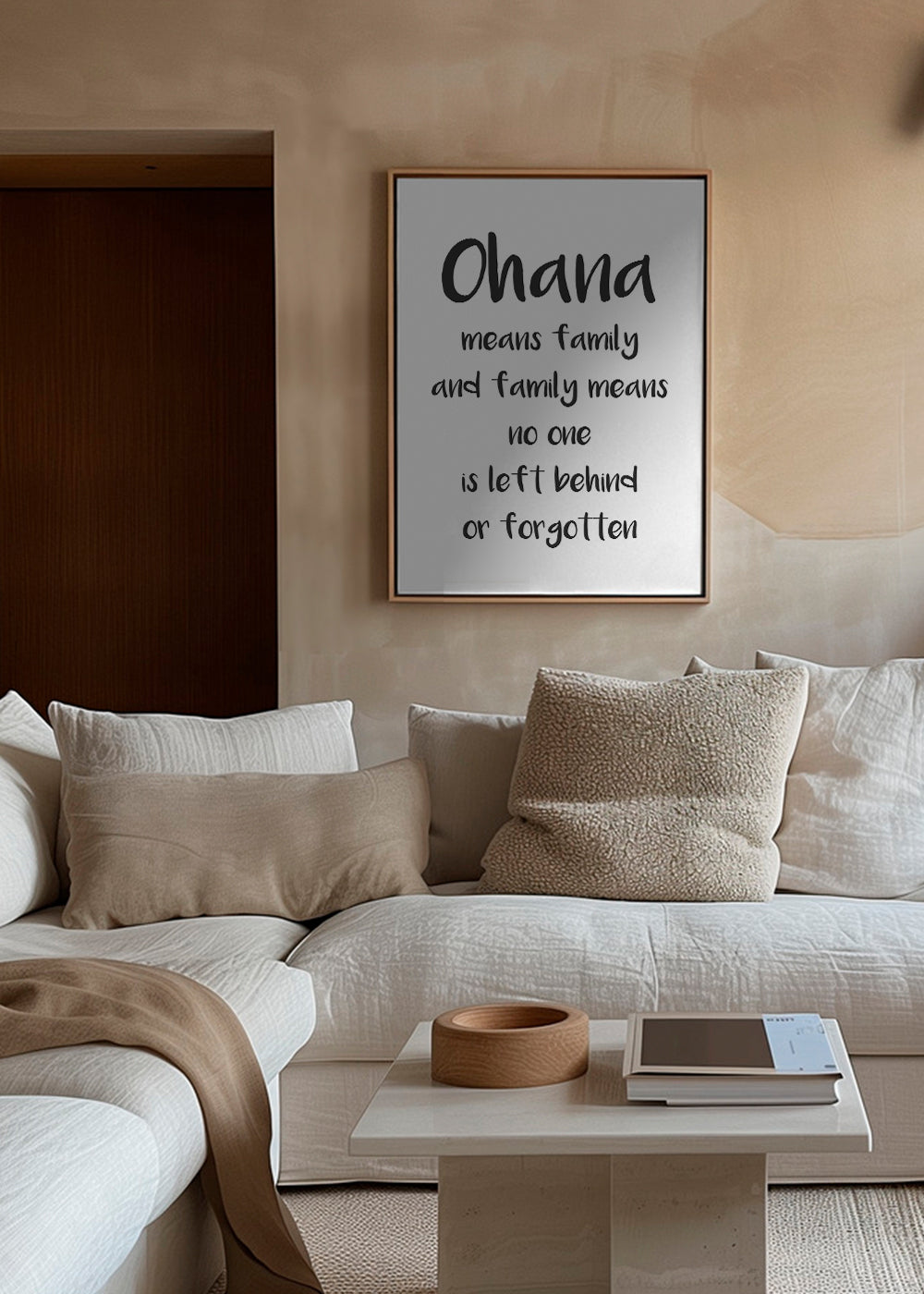 Black and white quote art 'Ohana' typographic | Wall art, framed