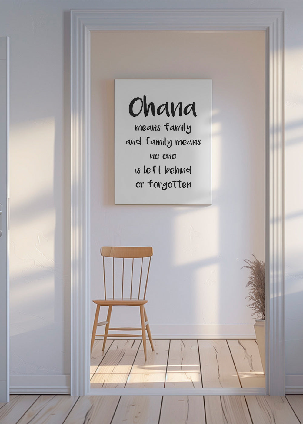 Black and white quote art 'Ohana' typographic | Wall art, framed