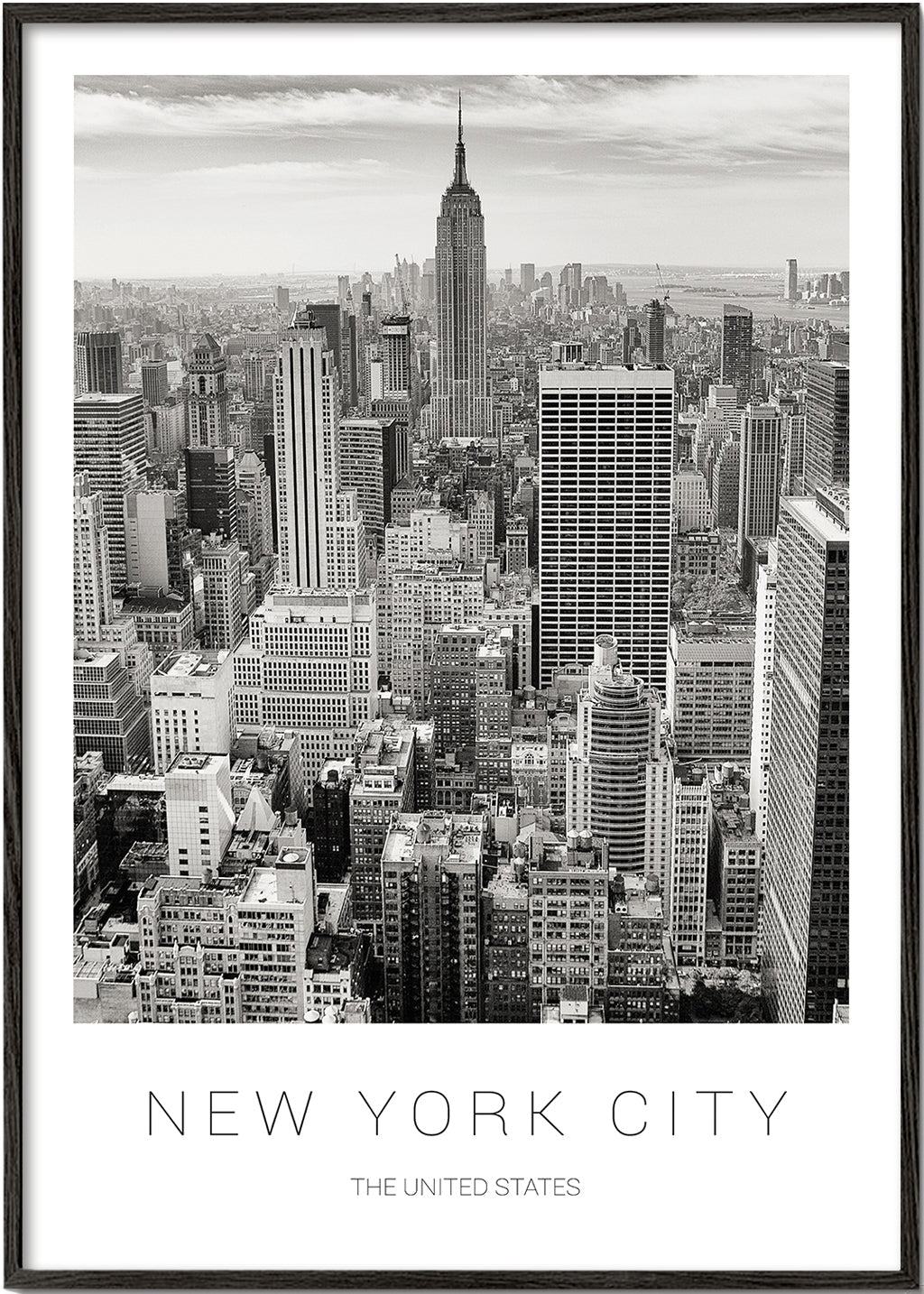 Travel poster: New York skyline in black and white