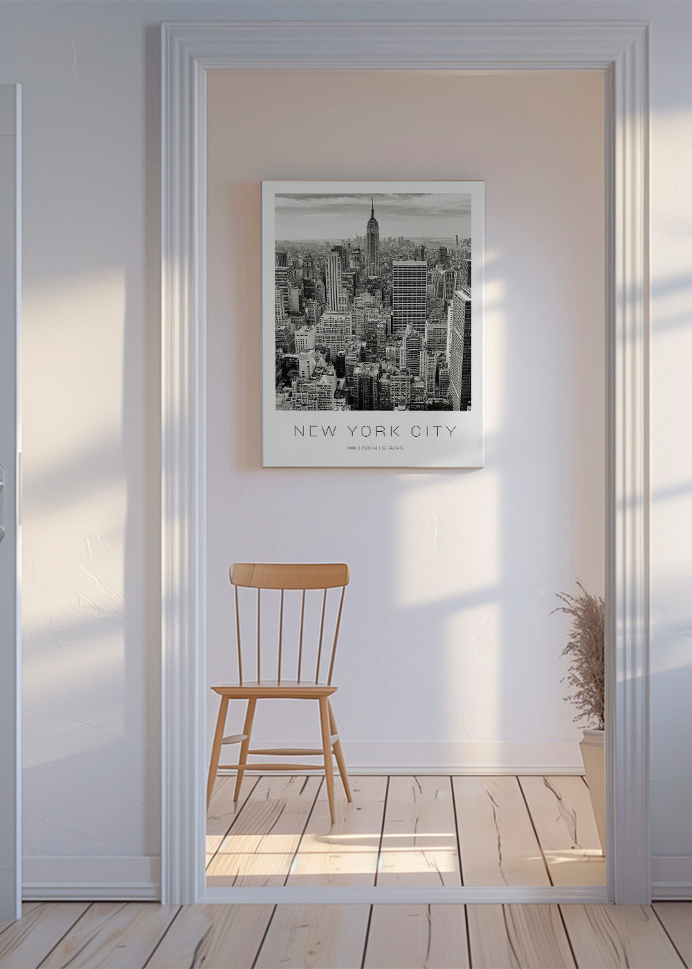 Travel poster: New York skyline in black and white
