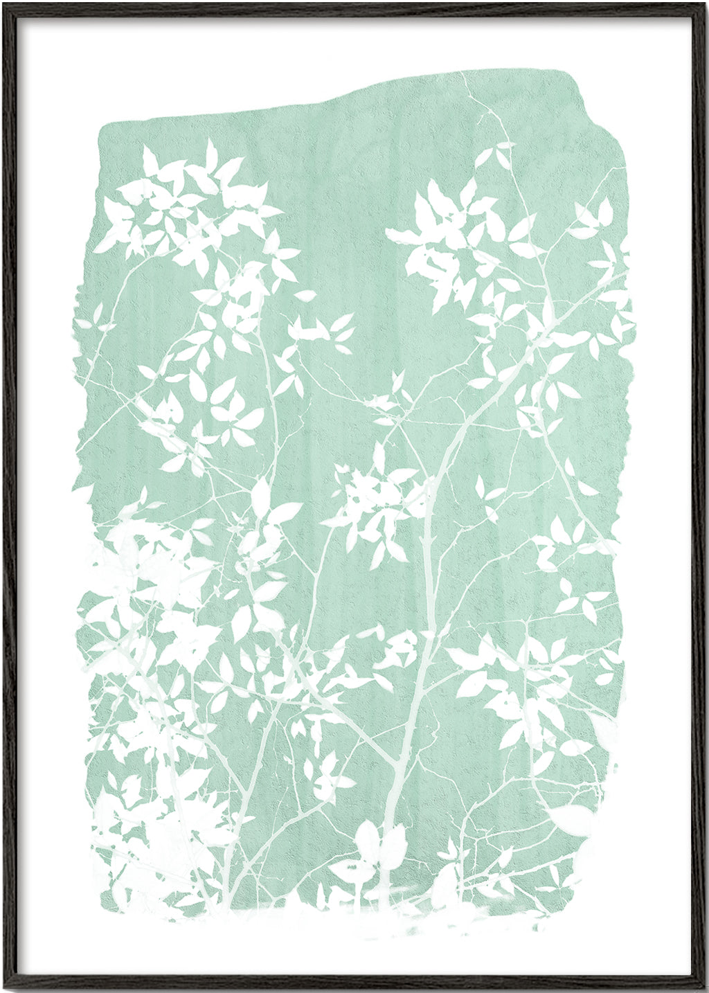 Tree foliage on mint green paint