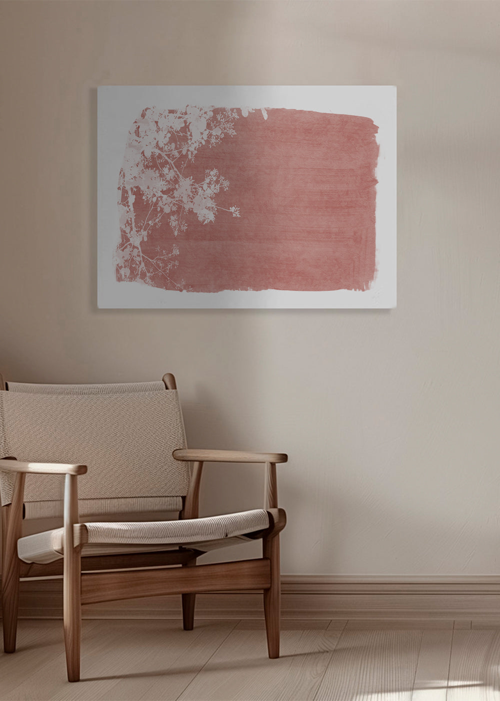 Tree foliage on red paint