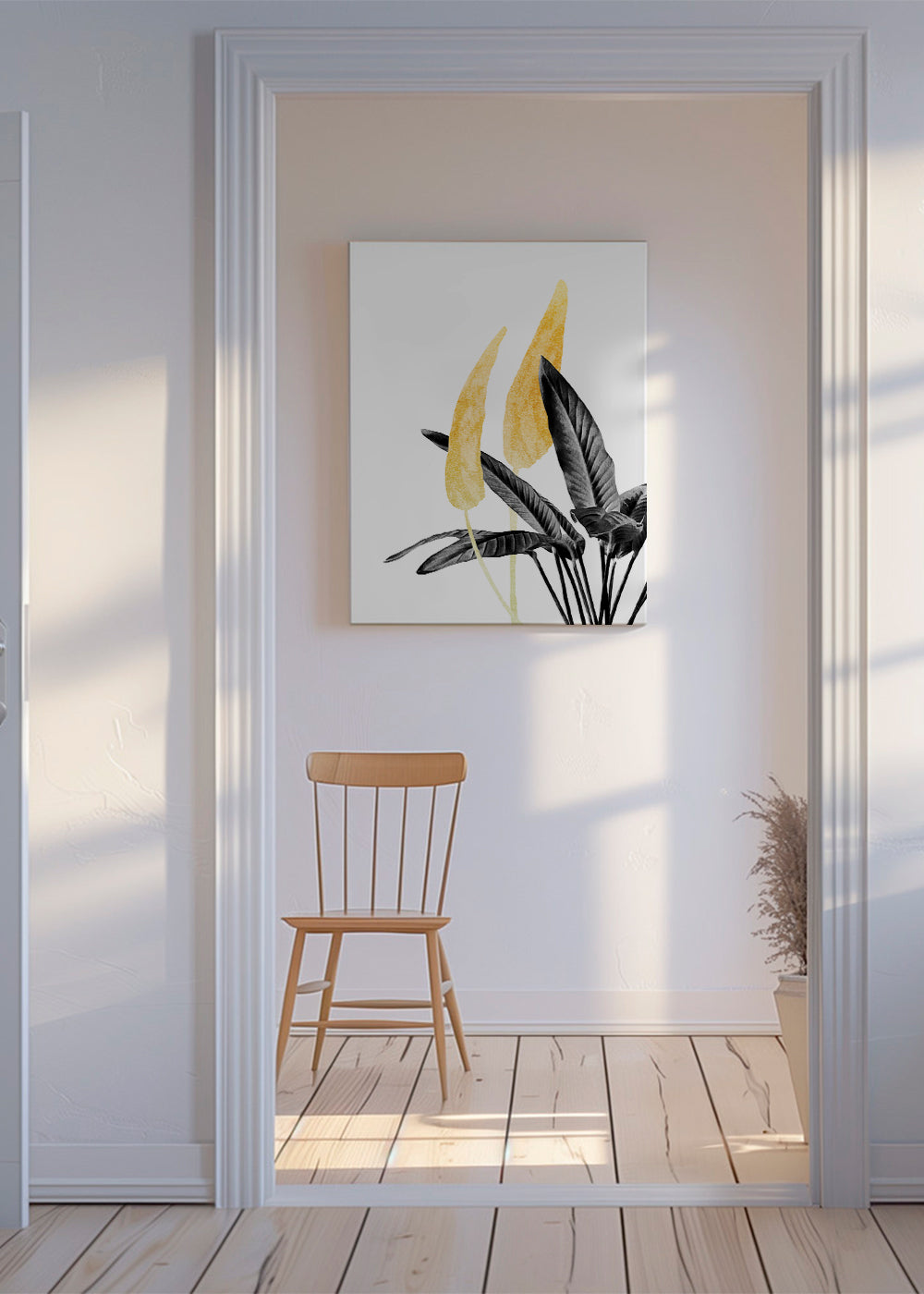 Bird of Paradise Plant Black, White and Gold 01