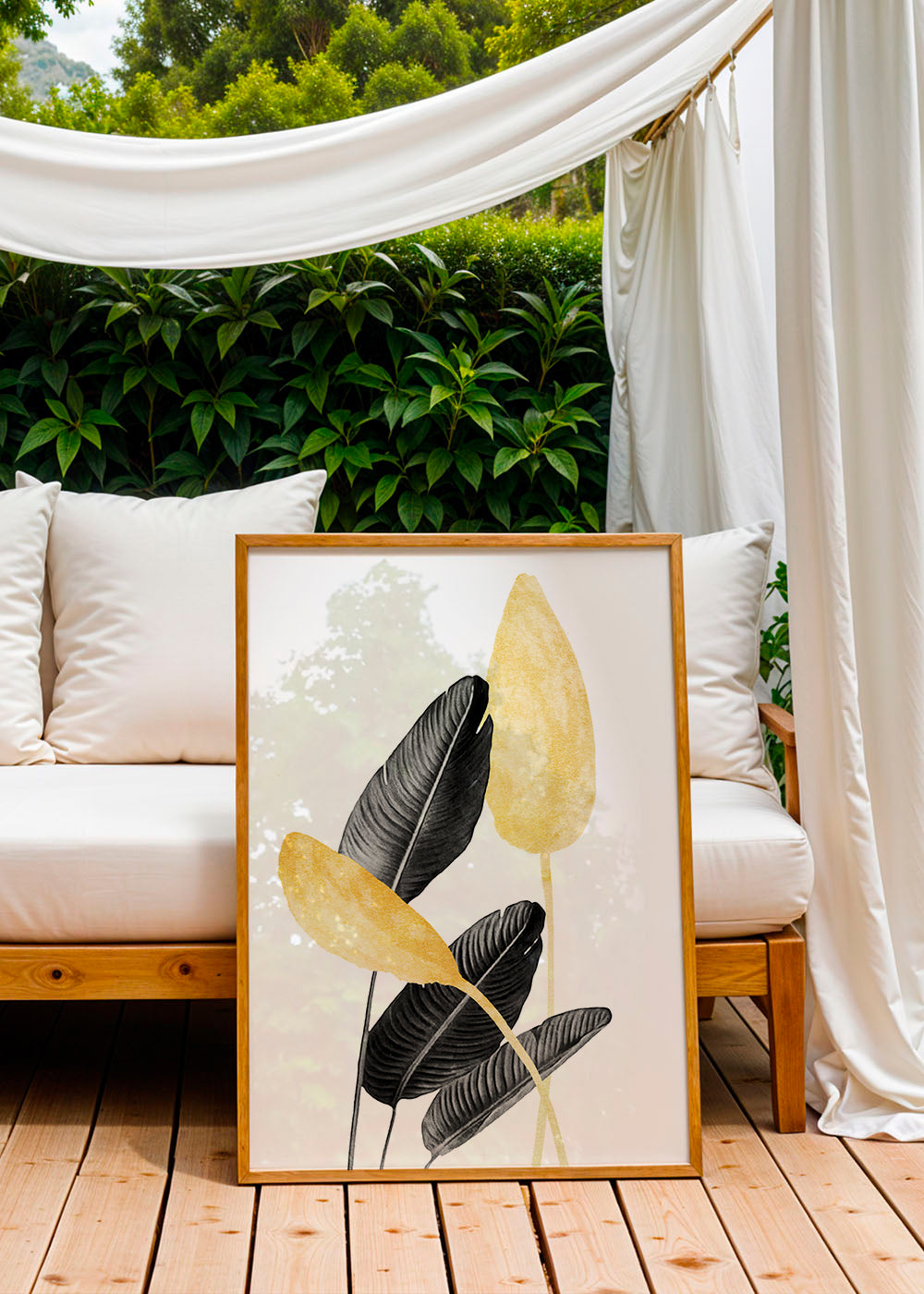 Bird of Paradise Plant Black, White and Gold 02