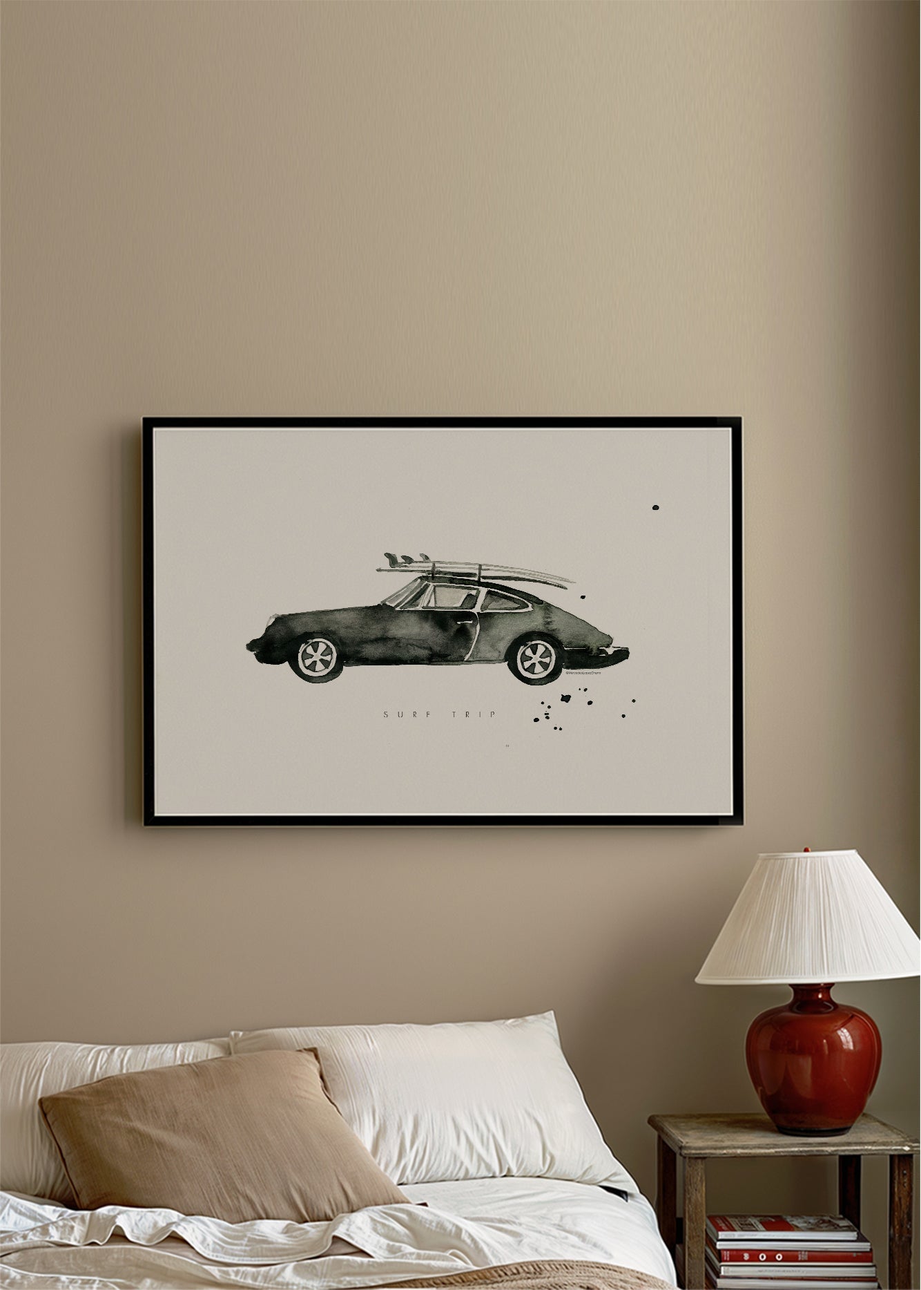 Surf Trip Porsche minimalist poster | Wall art, framed prints and