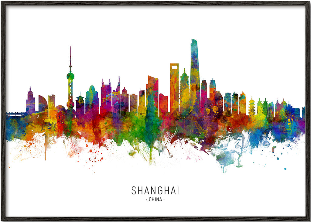 Shanghai skyline multicolour