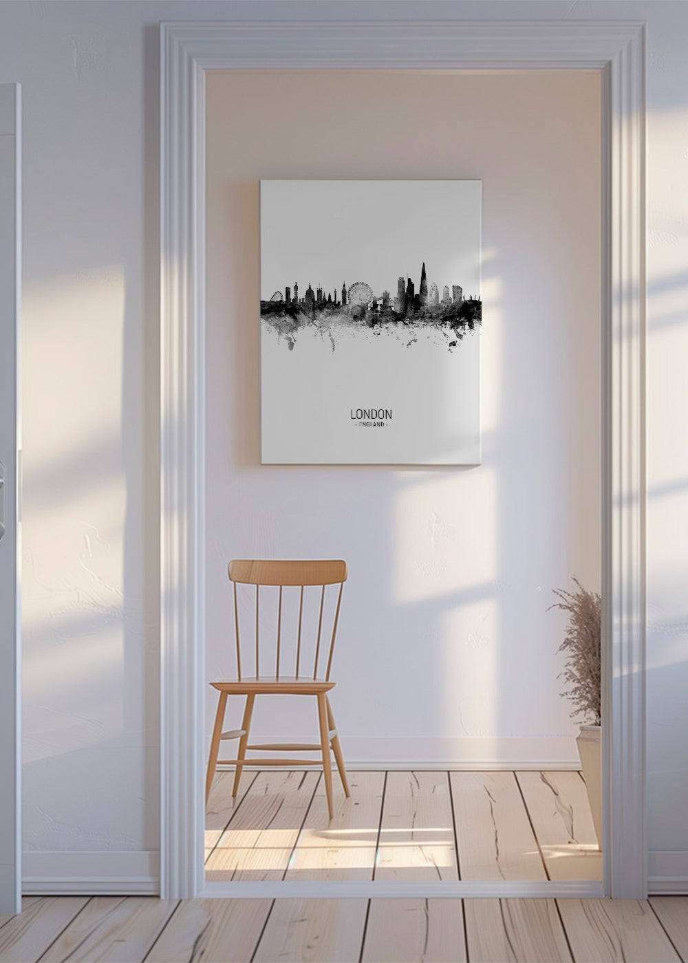 London skyline black and white