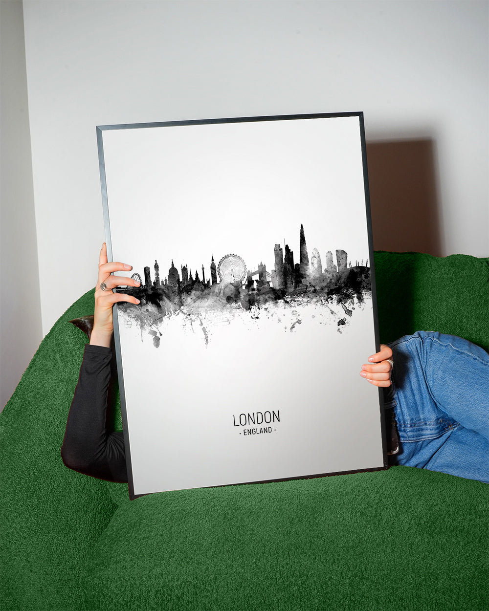 London skyline black and white