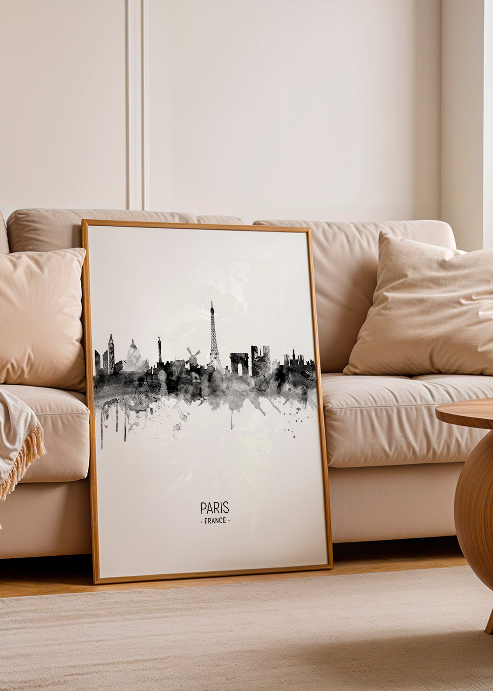 Paris skyline black and white