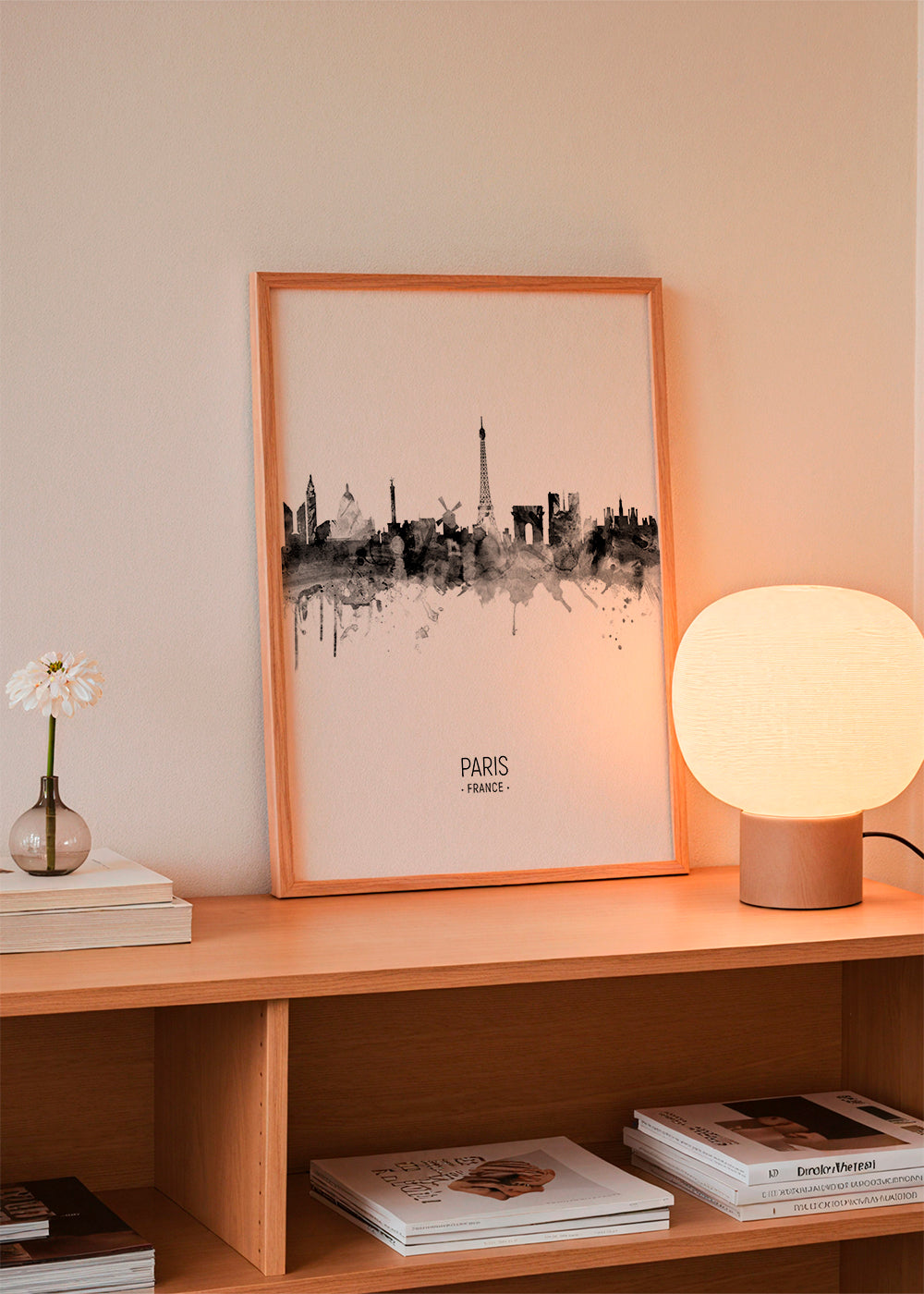 Paris skyline black and white