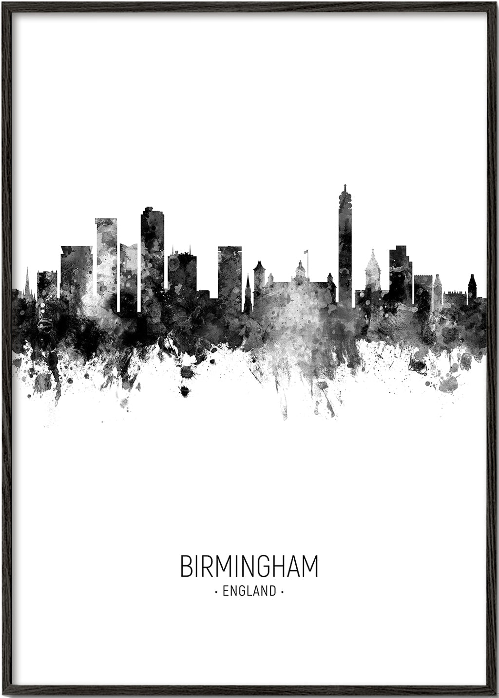 Birmingham skyline black and white