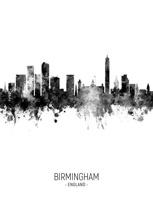 Birmingham skyline black and white