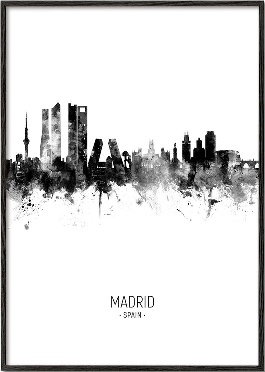 Madrid skyline black and white