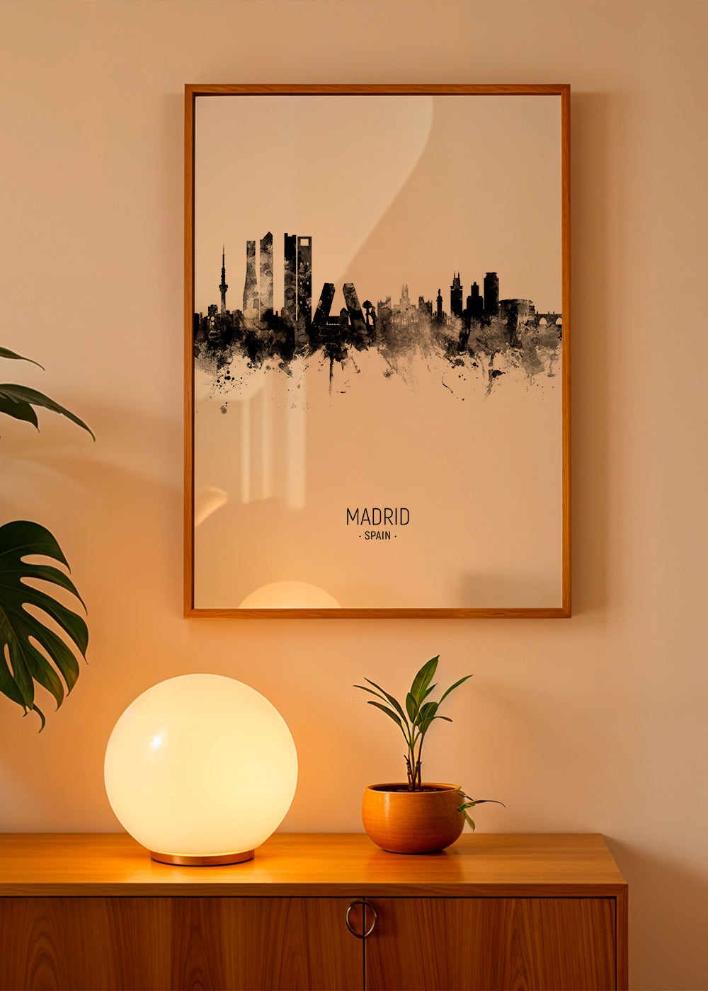 Madrid skyline black and white