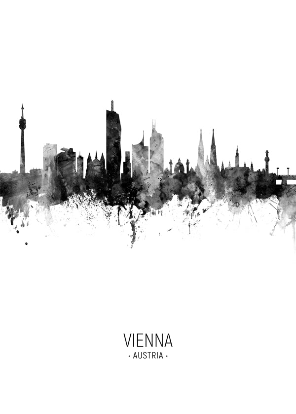 Vienna skyline black and white