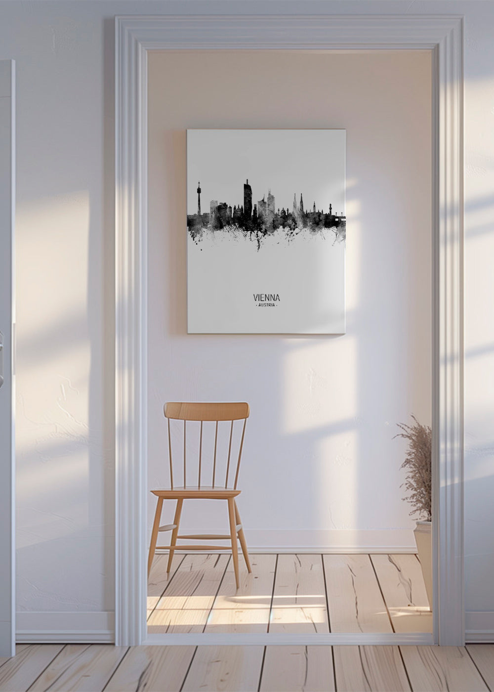 Vienna skyline black and white