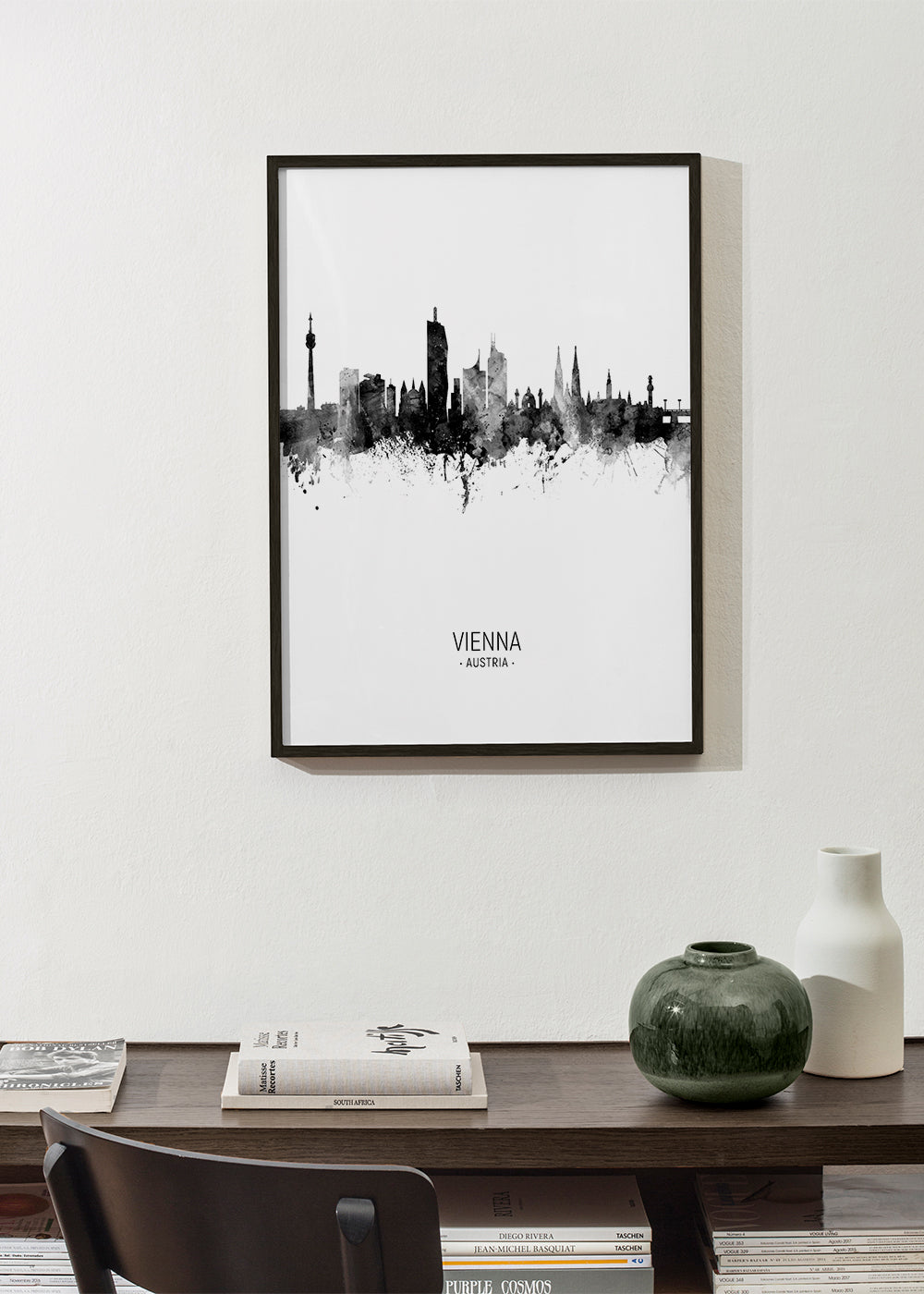 Vienna skyline black and white