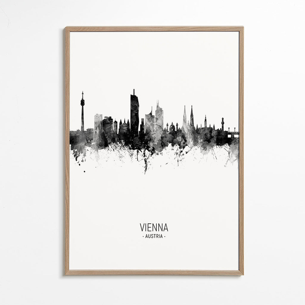 Vienna skyline black and white