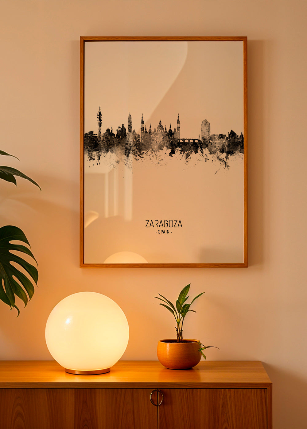 Zaragoza skyline black and white