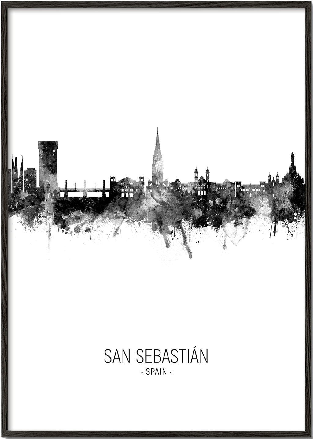 San Sebastián skyline black and white