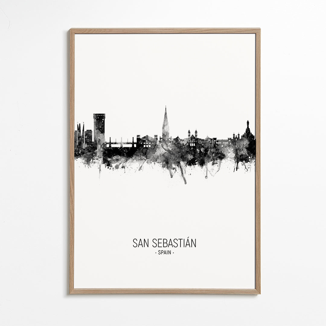 San Sebastián skyline black and white