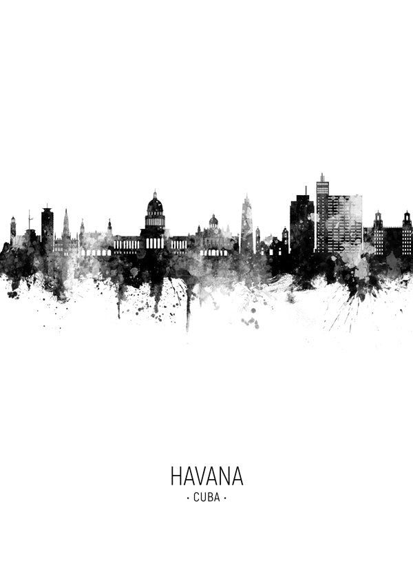 Havana skyline black and white