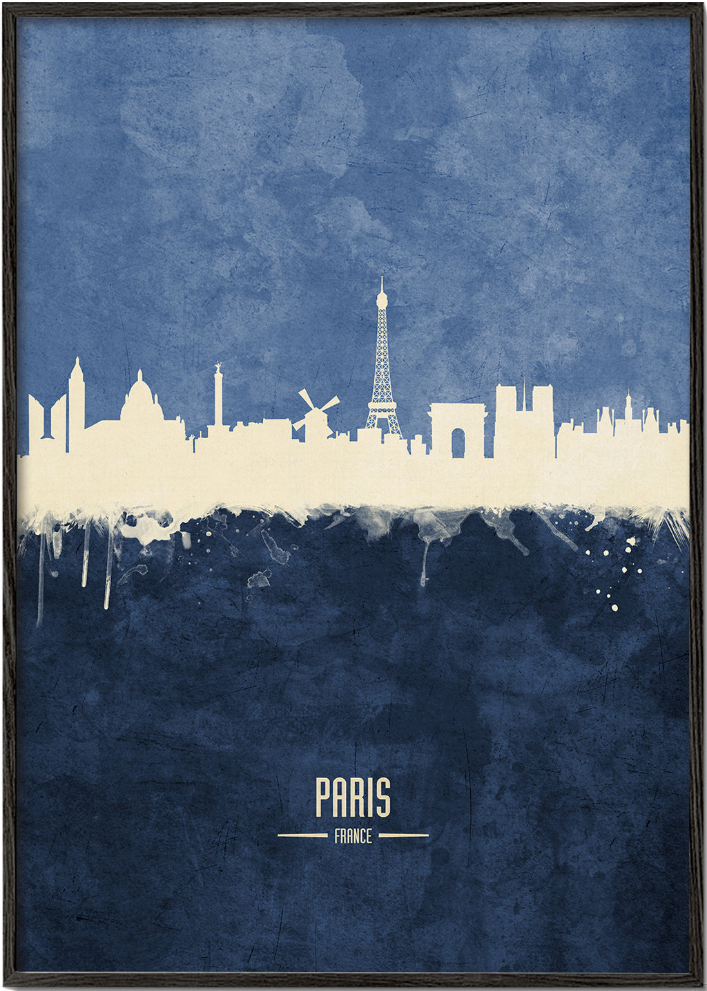 Paris skyline blue