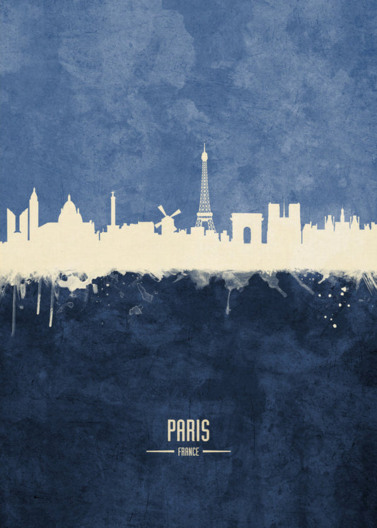 Paris skyline blue