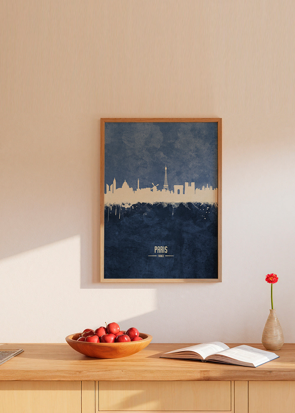 Paris skyline blue