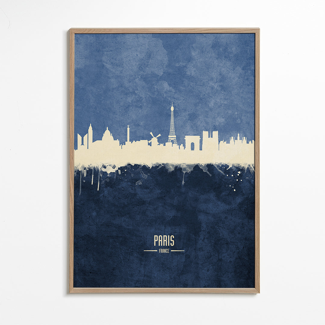 Paris skyline blue