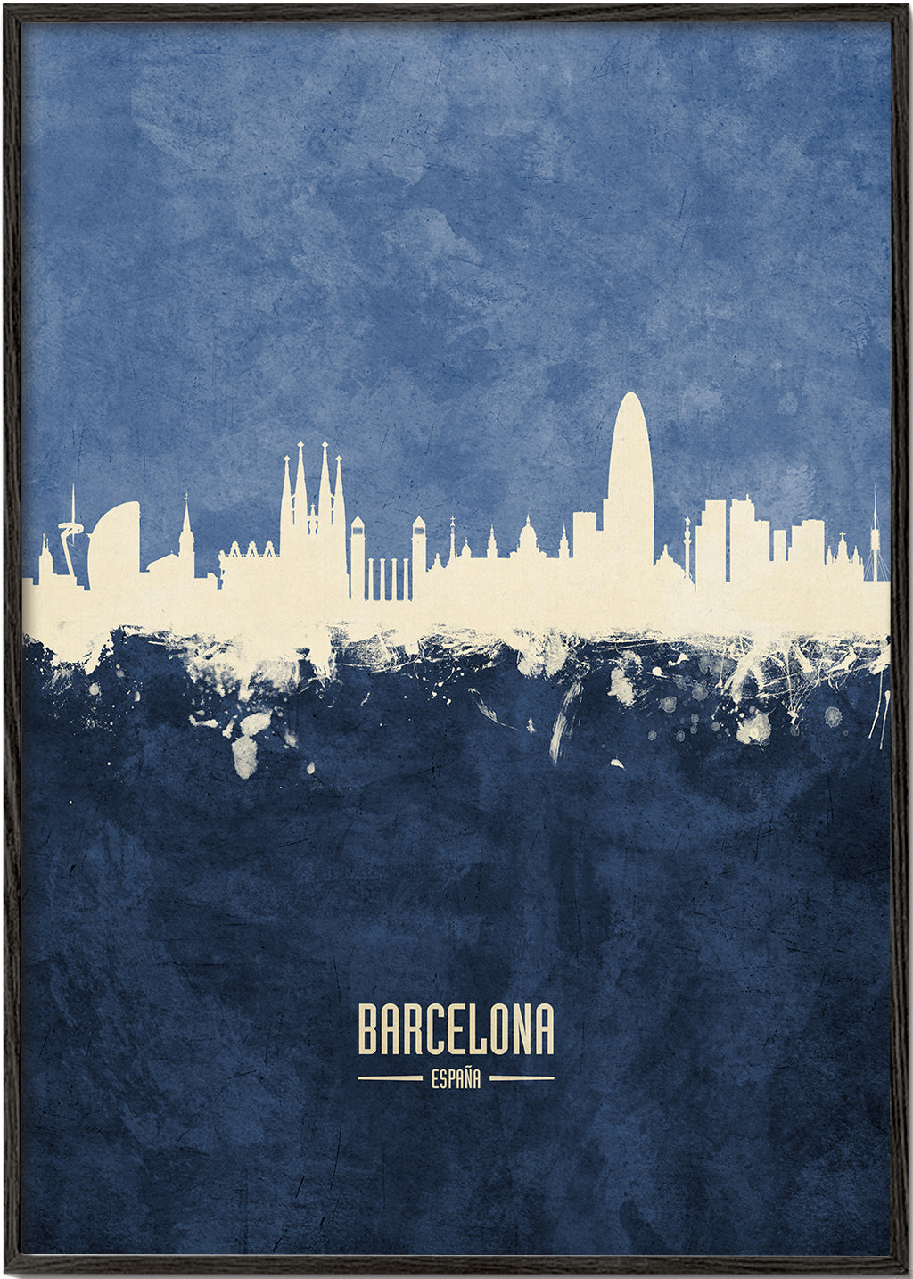 Barcelona skyline blue