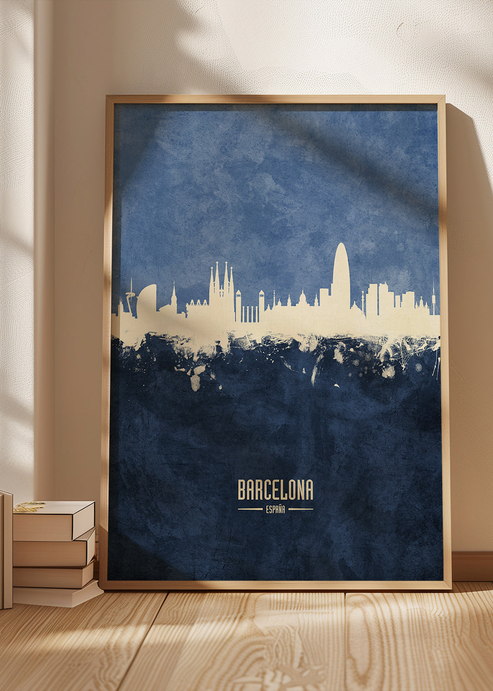 Barcelona skyline blue