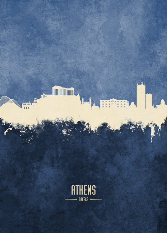 Athens Skyline blue