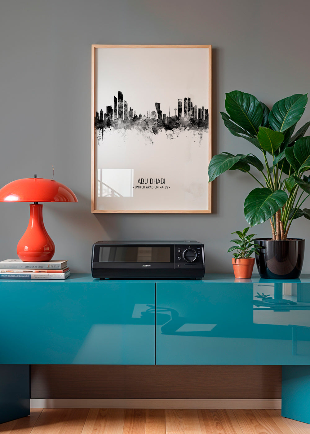 Abu Dhabi Skyline black and white