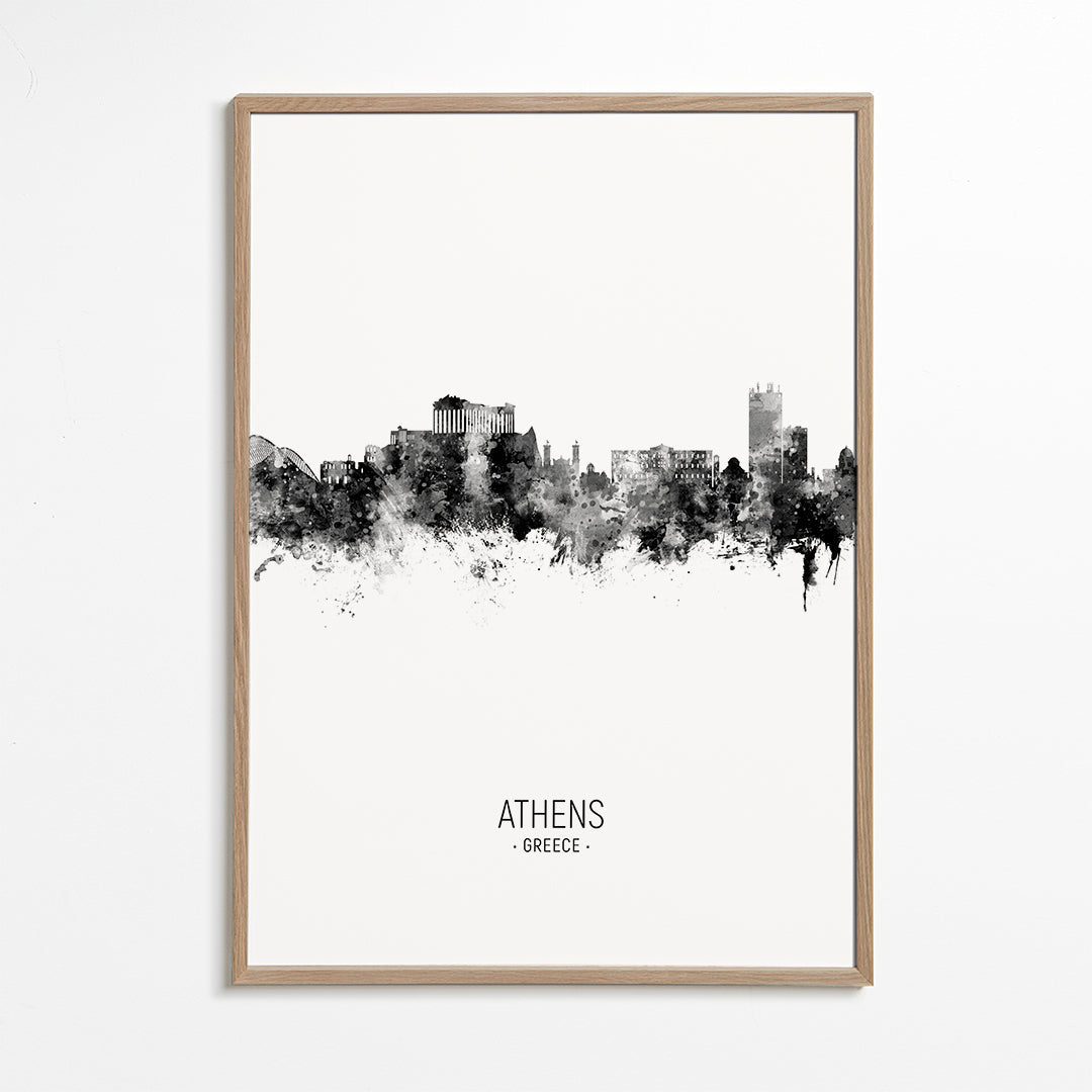 Athens Skyline black and white