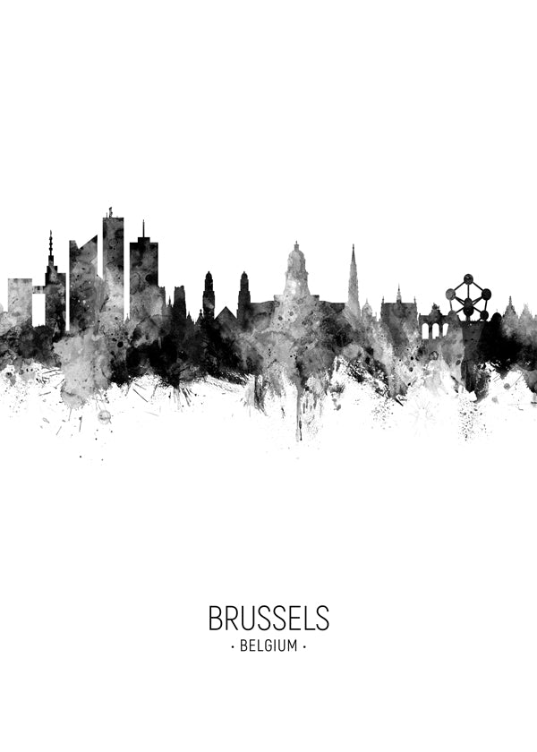 Brussels Skyline black and white