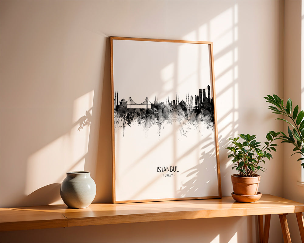 Istanbul Skyline black and white