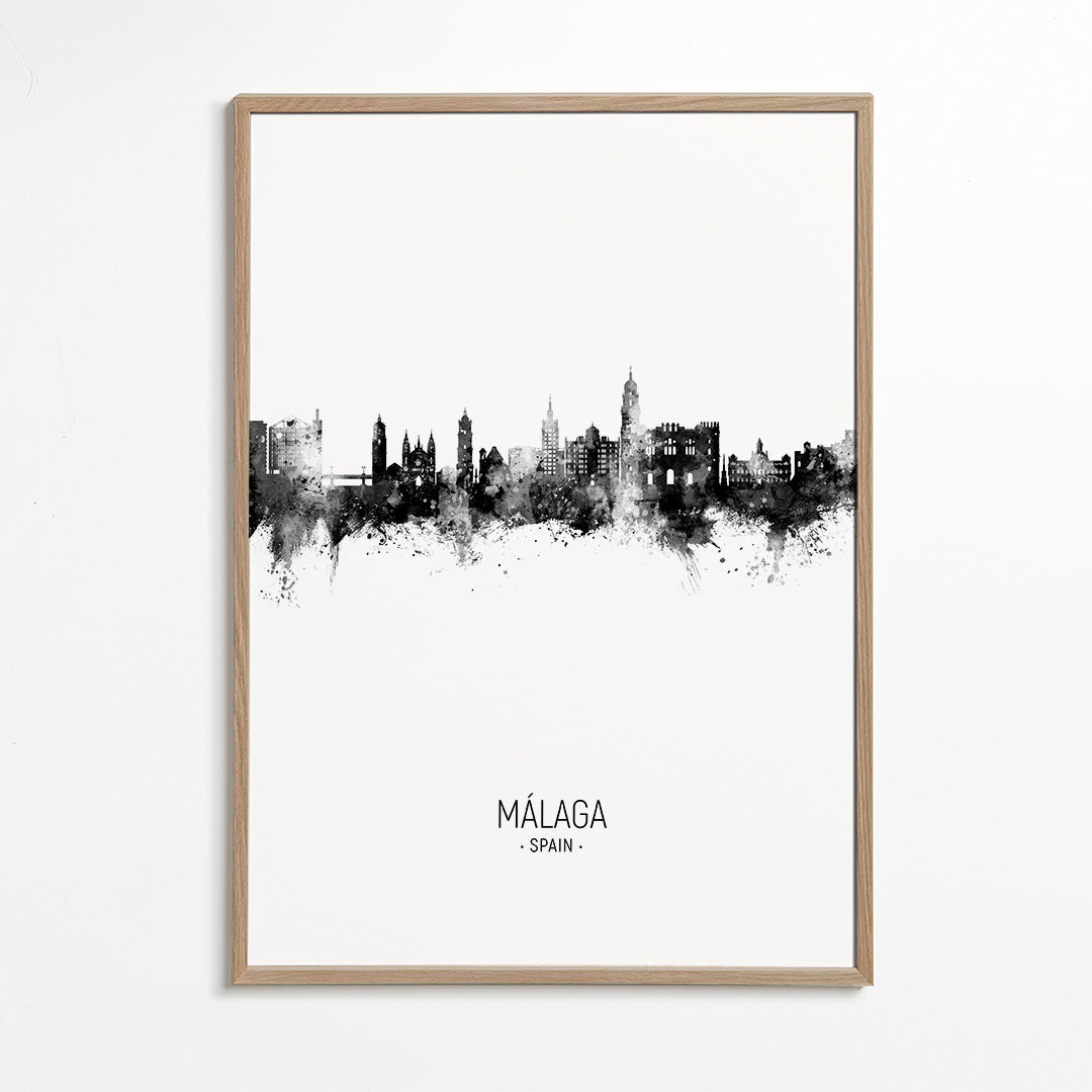 Málaga Skyline black and white