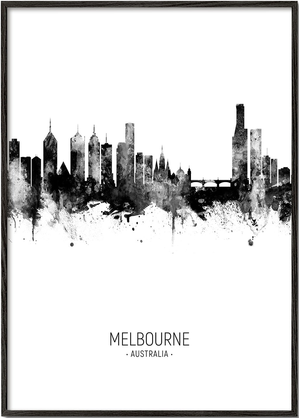 Melbourne Skyline black and white