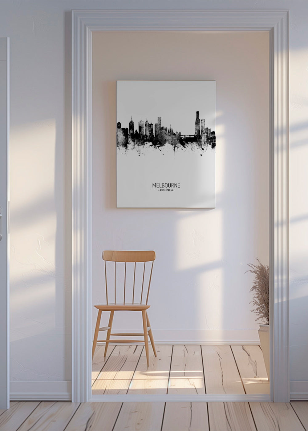 Melbourne Skyline black and white