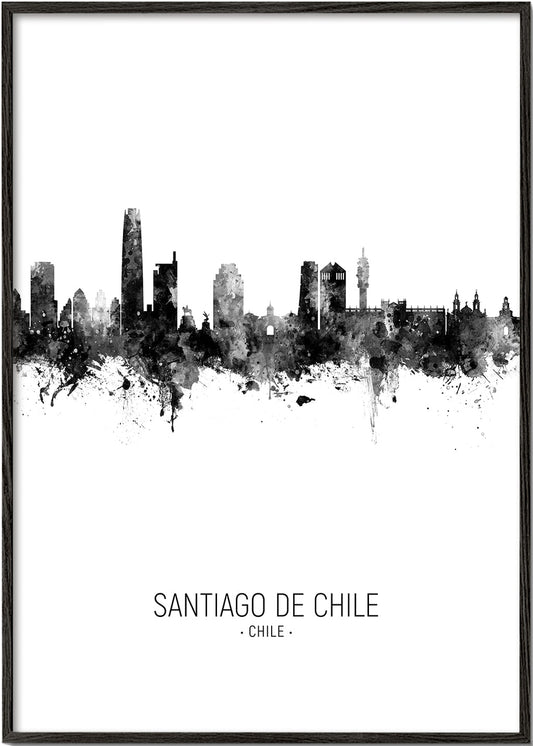 Santiago de Chile Skyline black and white
