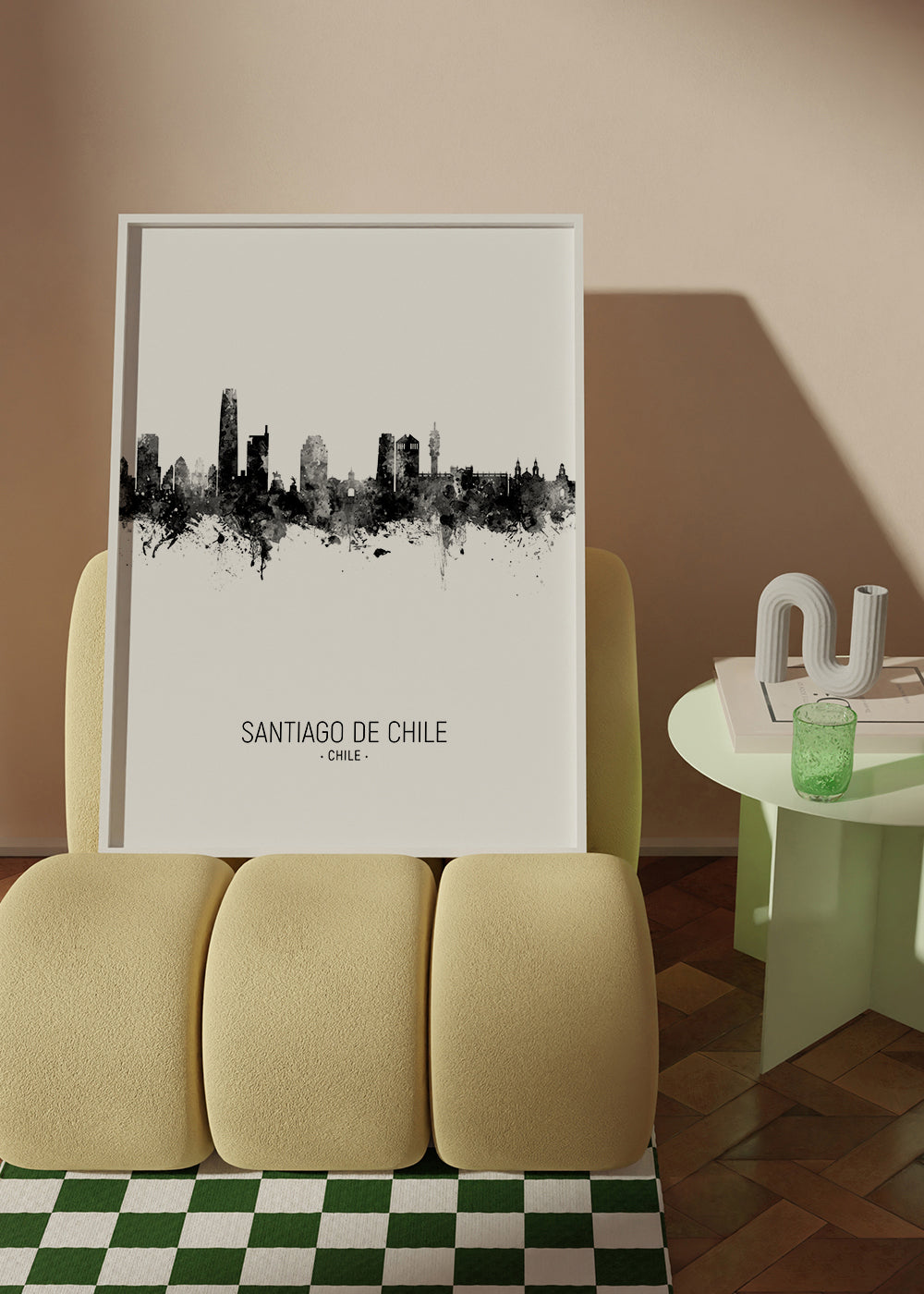 Santiago de Chile Skyline black and white