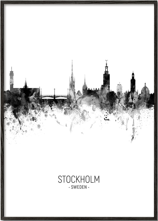 Stockholm Skyline black and white