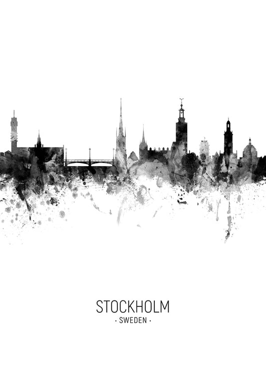 Stockholm Skyline black and white