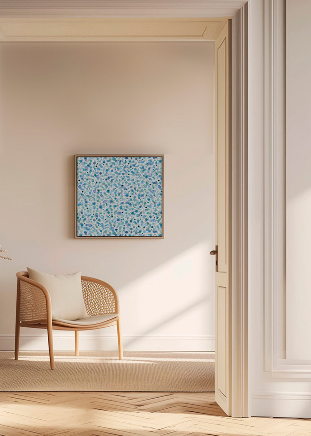 Cosmic Bubbles Blue Square