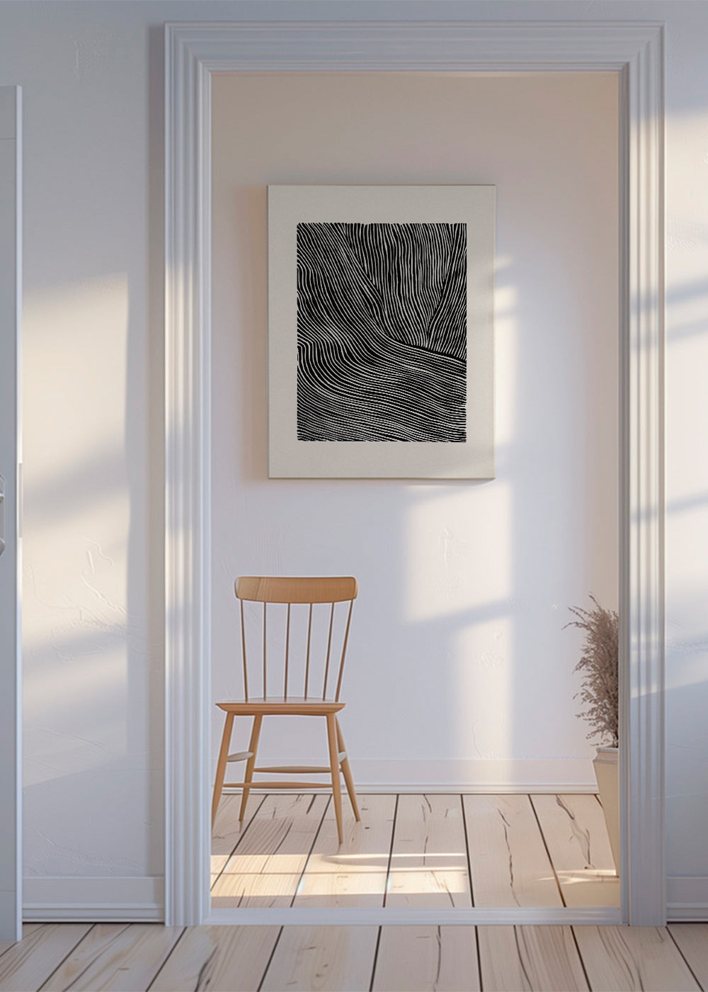 Stripes linocut Nº2 - Black and white