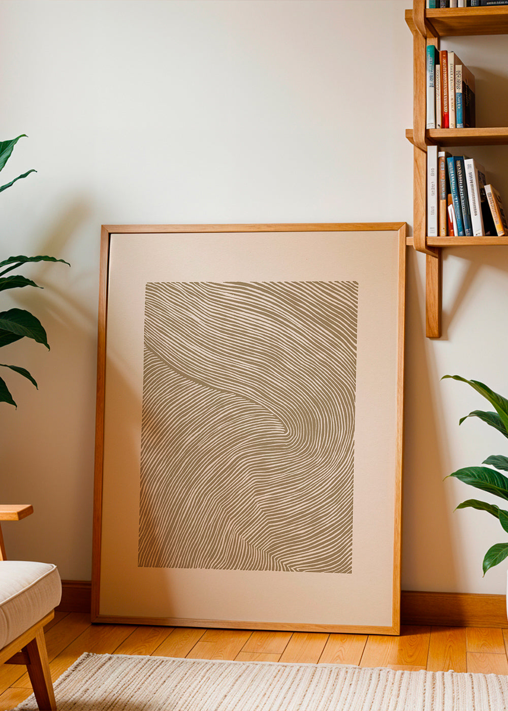 Stripes linocut Nº4 - Ochre